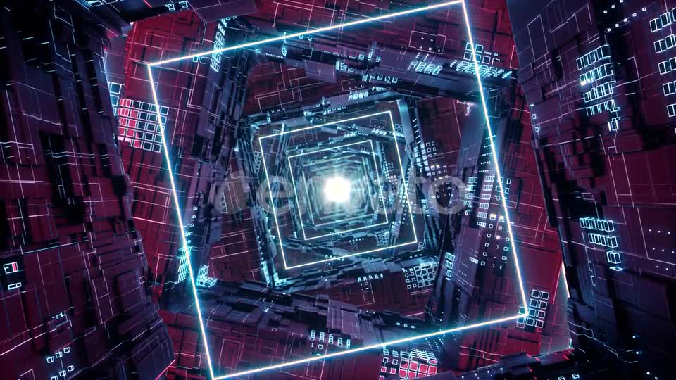 Loop Rhombus Futuristic Neon Tunnel in Videohive 25544545 Motion Graphics Image 1