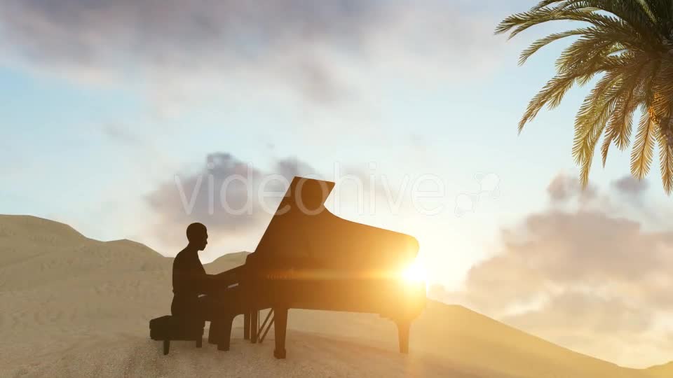 Man Piano Playing On The Desert Videohive 21066607 Motion Graphics Image 1