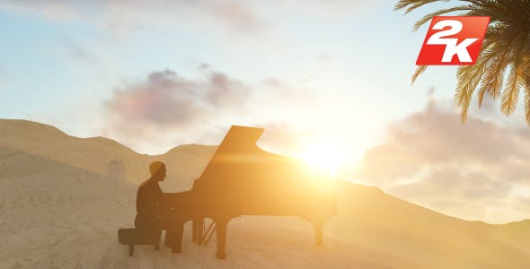Man Piano Playing On The Desert - 21066607 Videohive Download