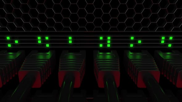 Many Server Connectors and Flashing Green LED Lamps - Download 20286121 Videohive
