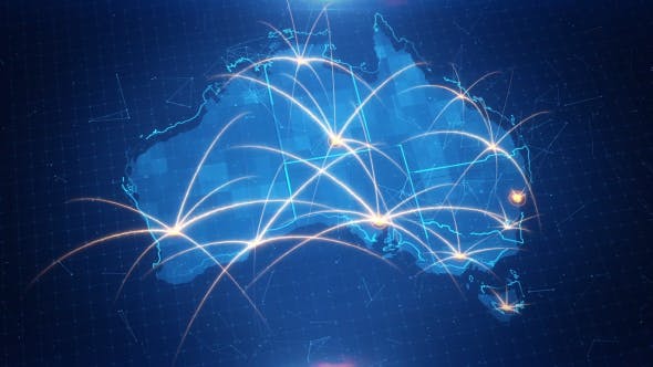 Map of The Australia With The Animated Background - Videohive Download 17966113