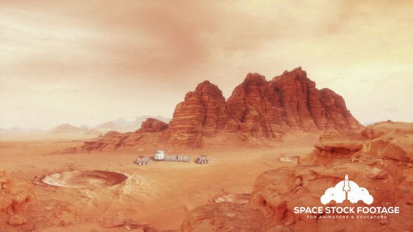 Martian Landscape One With Hab and Rovers - 13445822 Videohive Download