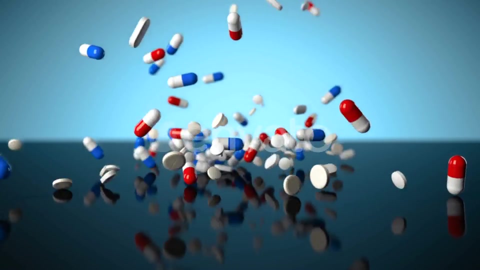 Medicine Pills Falling on Blue Glossy Background Videohive 22364304 Motion Graphics Image 2