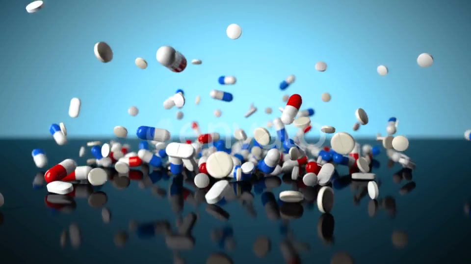 Medicine Pills Falling on Blue Glossy Background Videohive 22364304 Motion Graphics Image 3