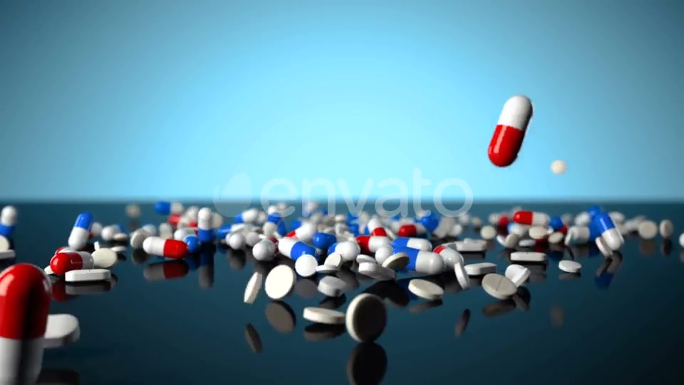 Medicine Pills Falling on Blue Glossy Background Videohive 22364304 Motion Graphics Image 4