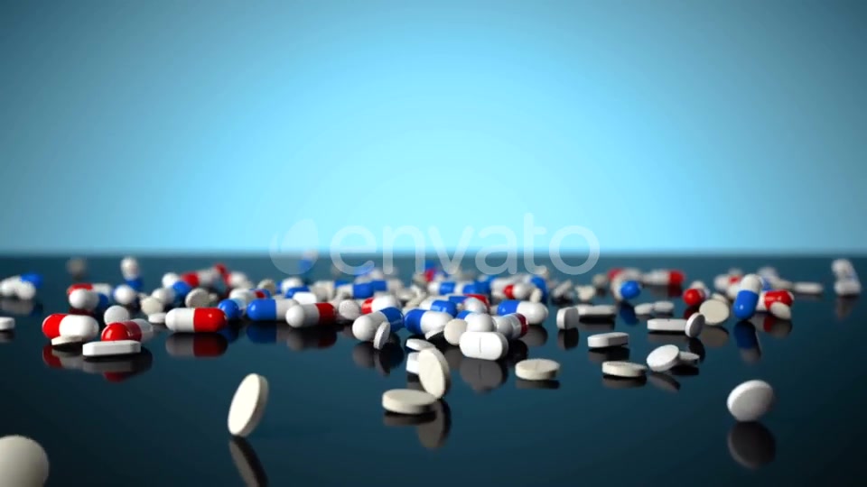 Medicine Pills Falling on Blue Glossy Background Videohive 22364304 Motion Graphics Image 5