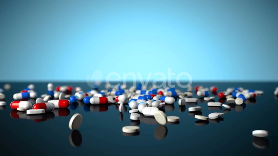 Medicine Pills Falling on Blue Glossy Background Videohive 22364304 Motion Graphics Image 6