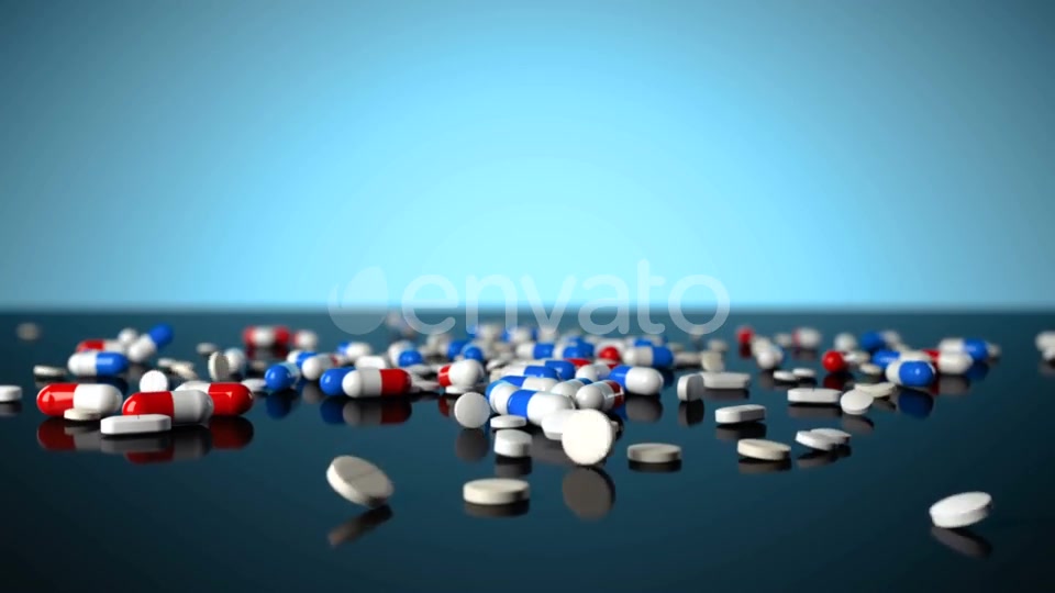 Medicine Pills Falling on Blue Glossy Background Videohive 22364304 Motion Graphics Image 7