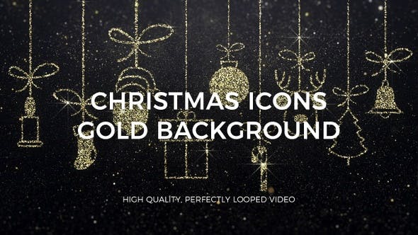 Merry Christmas Icons Gold Background - 23005160 Videohive Download