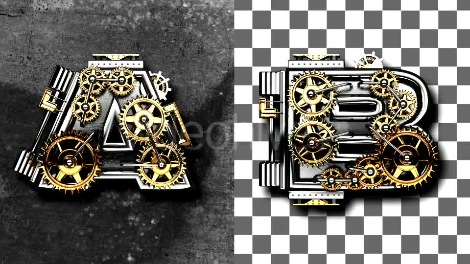 Metal Letters with Gears Mechanic Videohive 19077425 Motion Graphics Image 1
