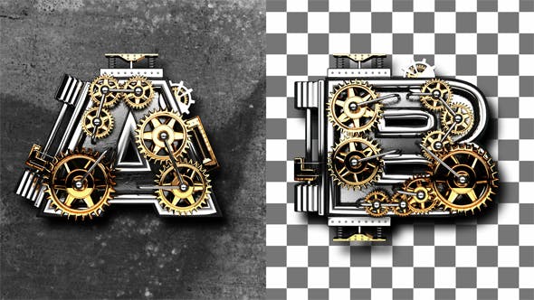 Metal Letters with Gears Mechanic - Videohive Download 19077425