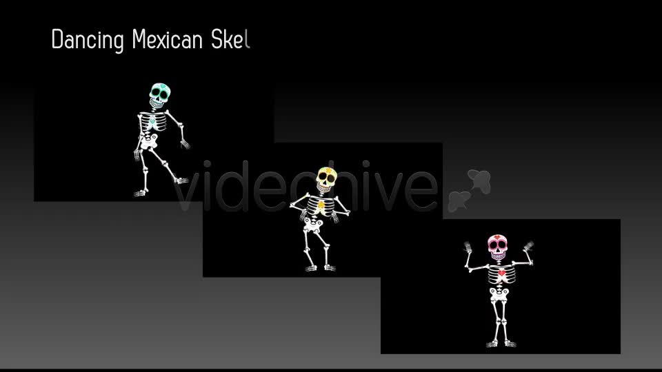 Mexican Dancing Skeletons 3 Clips Videohive 9145753 Motion Graphics Image 1