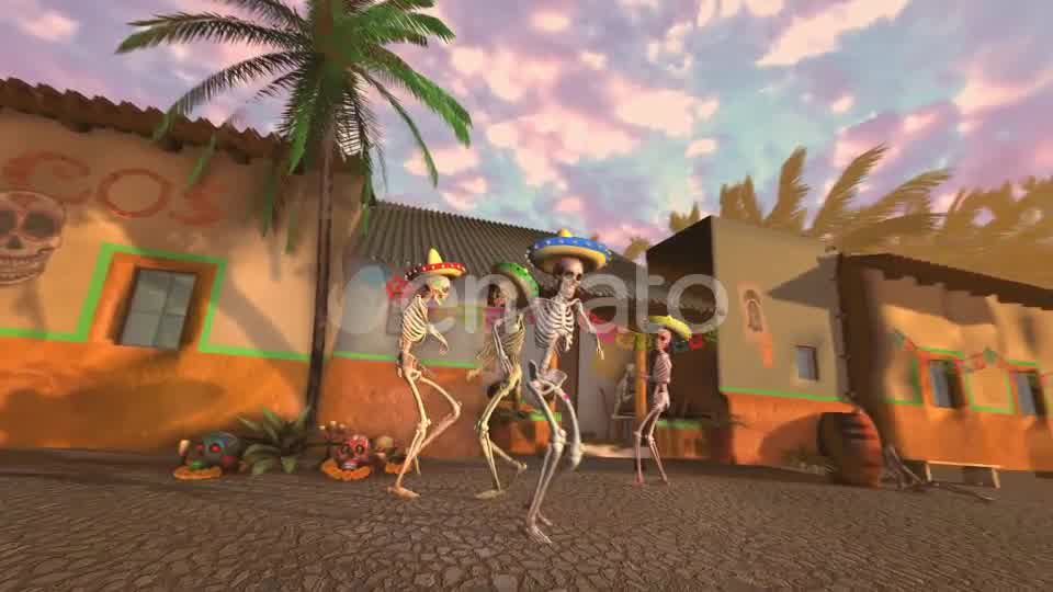 Mexican Dancing Skeletons In A Village #1 Videohive 23788361 Motion Graphics Image 12