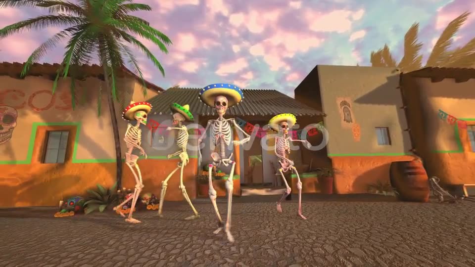 Mexican Dancing Skeletons In A Village #1 Videohive 23788361 Motion Graphics Image 2