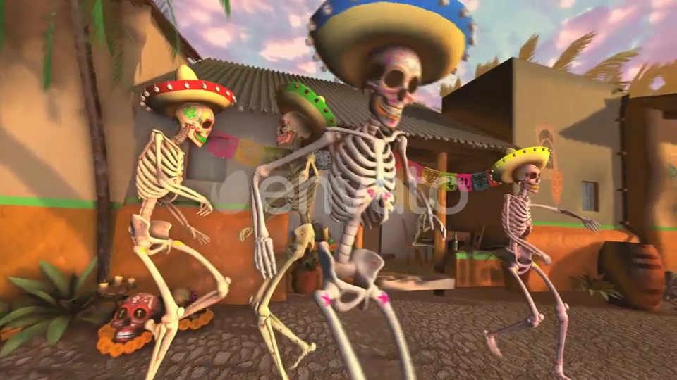Mexican Dancing Skeletons In A Village #1 Videohive 23788361 Motion Graphics Image 6