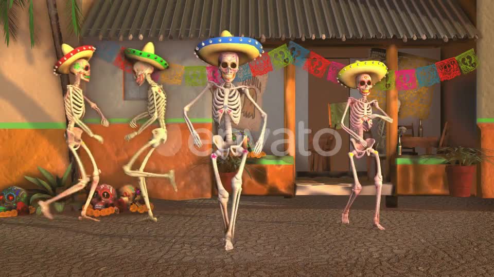 Mexican Dancing Skeletons In A Village #2 Videohive 23846800 Motion Graphics Image 1