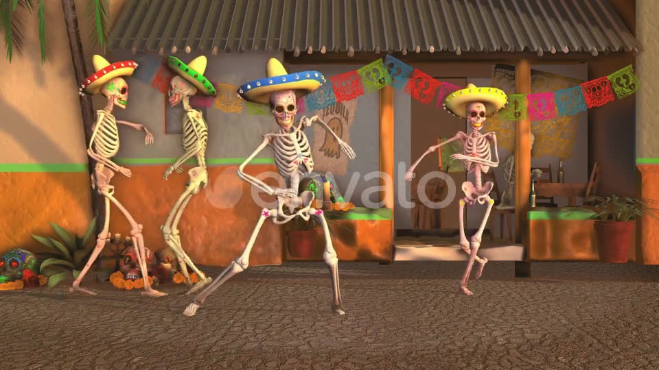 Mexican Dancing Skeletons In A Village #2 Videohive 23846800 Motion Graphics Image 2