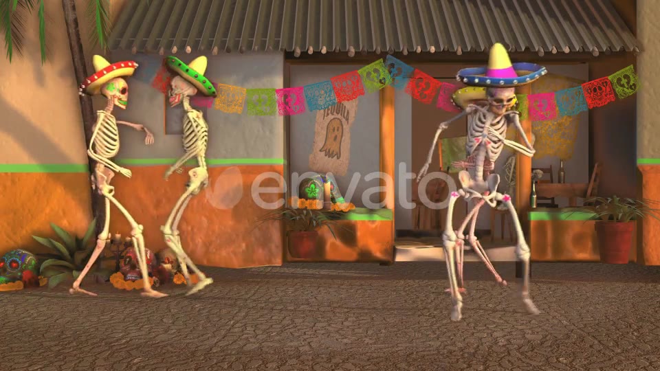 Mexican Dancing Skeletons In A Village #2 Videohive 23846800 Motion Graphics Image 5