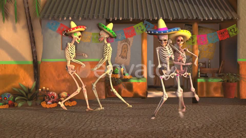 Mexican Dancing Skeletons In A Village #2 Videohive 23846800 Motion Graphics Image 6