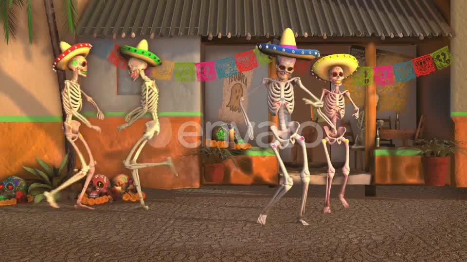 Mexican Dancing Skeletons In A Village #2 Videohive 23846800 Motion Graphics Image 7