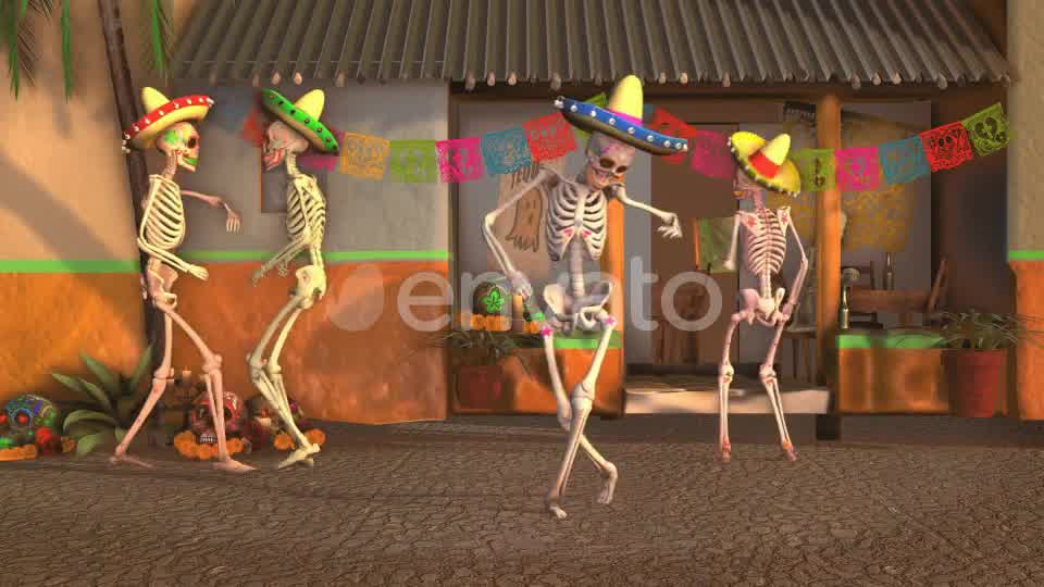 Mexican Dancing Skeletons In A Village #2 Videohive 23846800 Motion Graphics Image 8