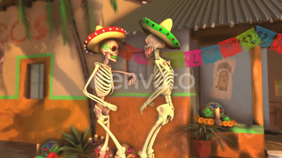 Mexican Dancing Skeletons In A Village #3 Videohive 23847084 Motion Graphics Image 2