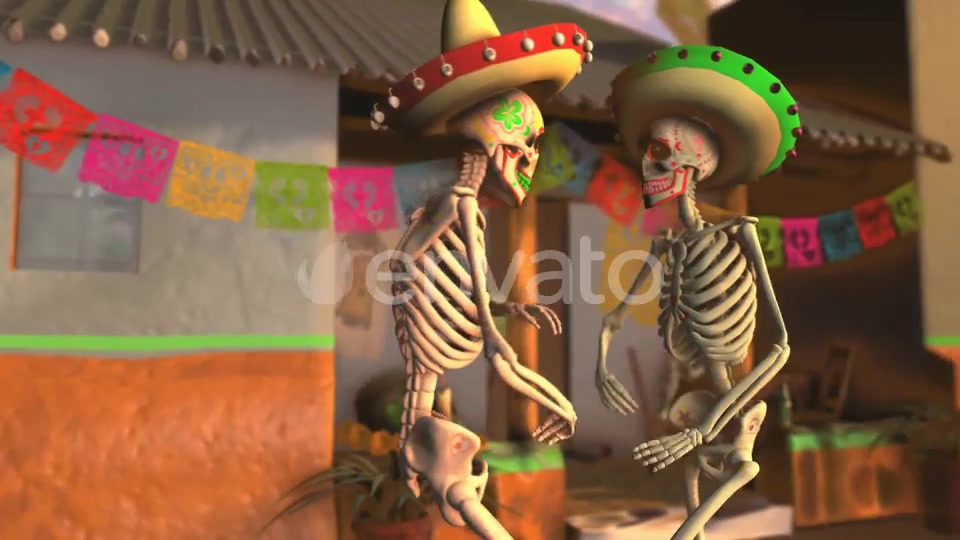 Mexican Dancing Skeletons In A Village #3 Videohive 23847084 Motion Graphics Image 3