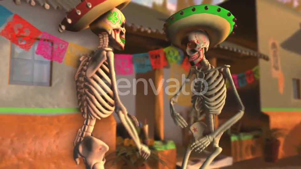 Mexican Dancing Skeletons In A Village #3 Videohive 23847084 Motion Graphics Image 4