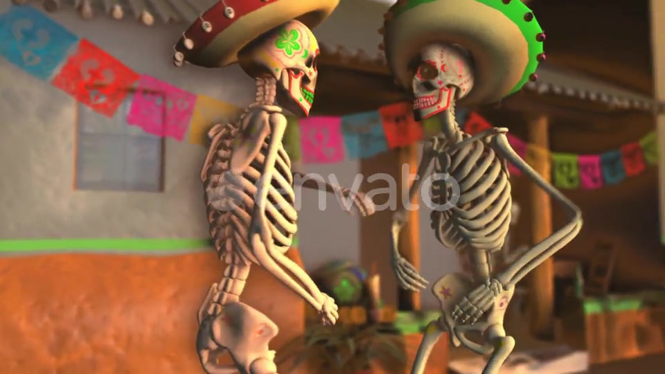 Mexican Dancing Skeletons In A Village #3 Videohive 23847084 Motion Graphics Image 5