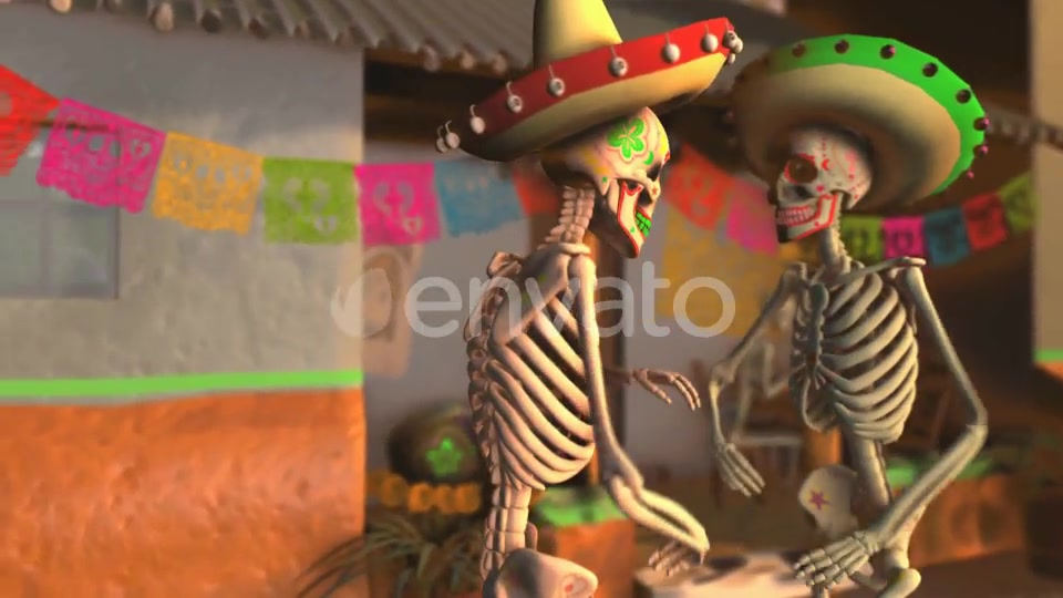 Mexican Dancing Skeletons In A Village #3 Videohive 23847084 Motion Graphics Image 6
