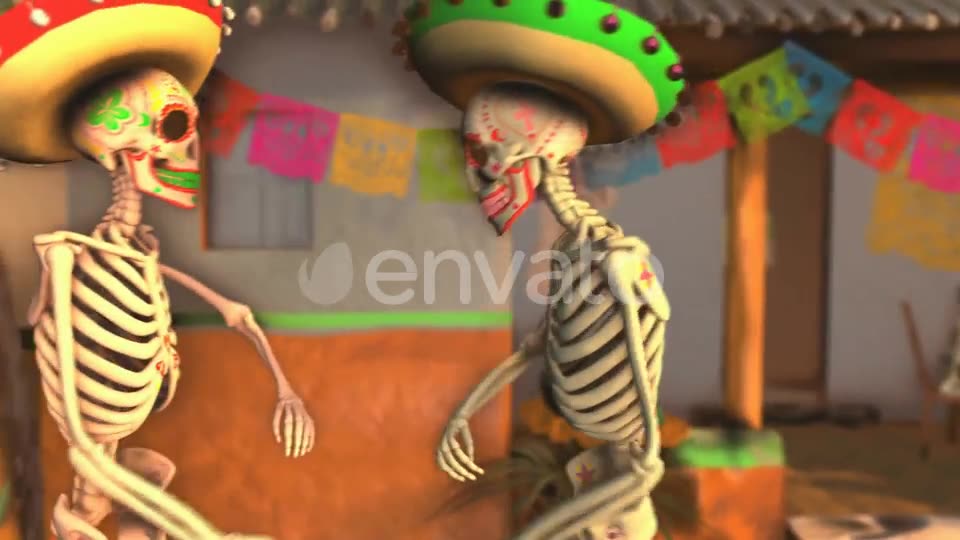 Mexican Dancing Skeletons In A Village #3 Videohive 23847084 Motion Graphics Image 7