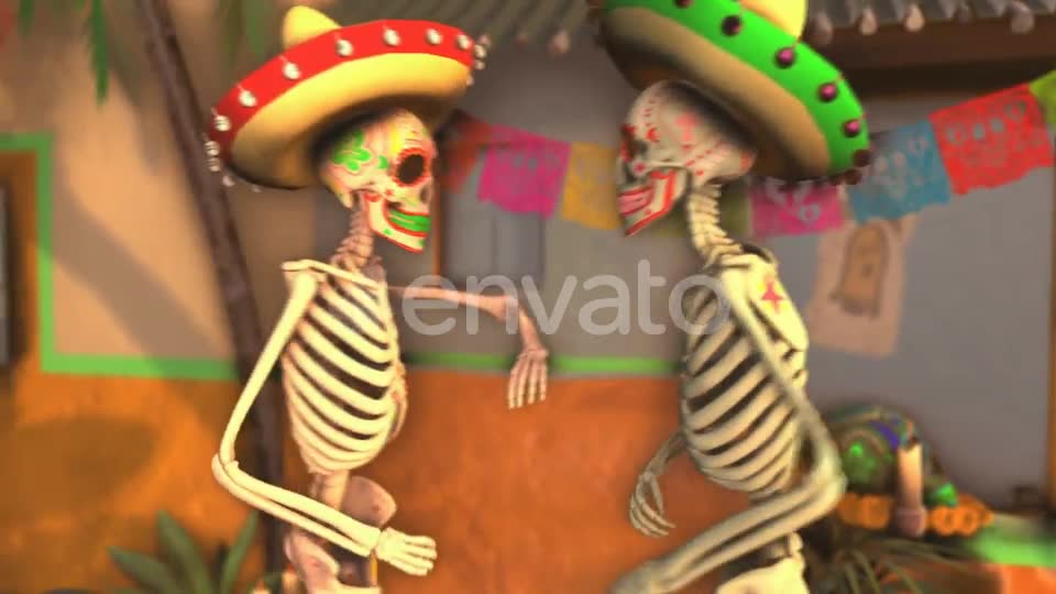 Mexican Dancing Skeletons In A Village #3 Videohive 23847084 Motion Graphics Image 8