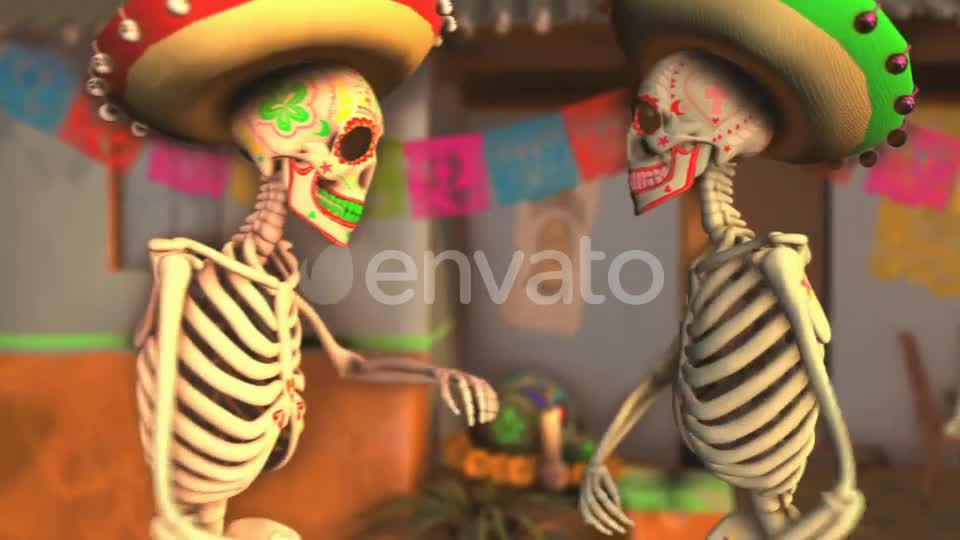 Mexican Dancing Skeletons In A Village #3 Videohive 23847084 Motion Graphics Image 9