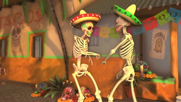 Mexican Dancing Skeletons In A Village #3 - 23847084 Download Videohive