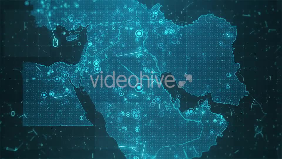 Middle East Map Background Cities Connections 4K Videohive 20443278 Motion Graphics Image 1