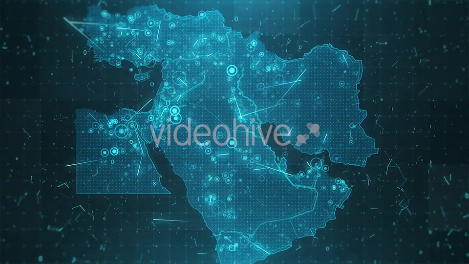Middle East Map Background Cities Connections 4K Videohive 20443278 Motion Graphics Image 2