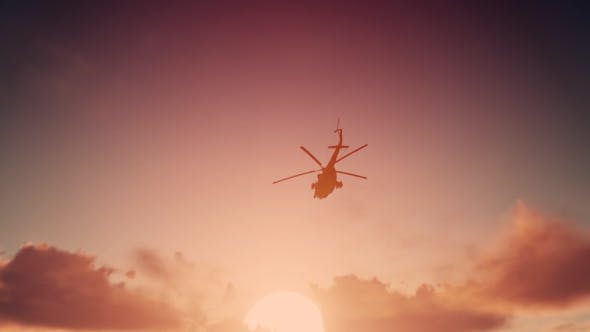 Military Helicopter Sunrise - Videohive 19592988 Download