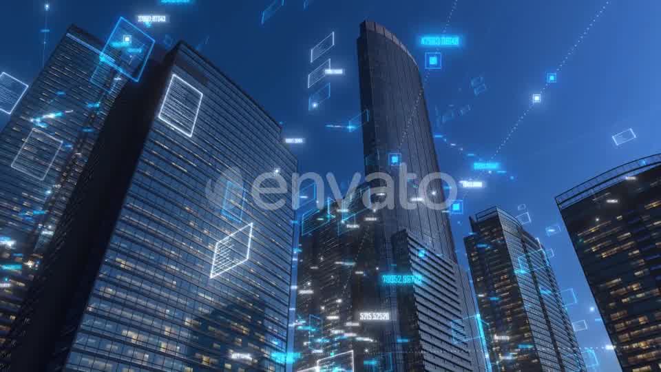 Modern City Buildings With High Tech Data Elements (Day Version) 4K Videohive 25642618 Motion Graphics Image 8