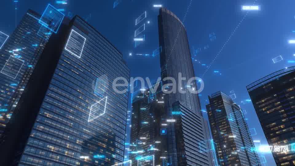 Modern City Buildings With High Tech Data Elements (Day Version) 4K Videohive 25642618 Motion Graphics Image 9