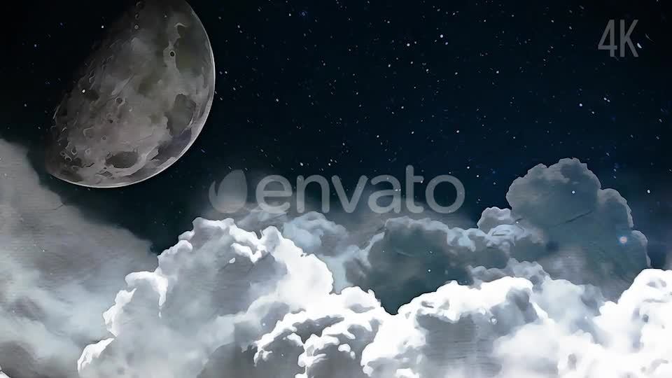 Moon and Clouds Painting Videohive 23525119 Motion Graphics Image 1