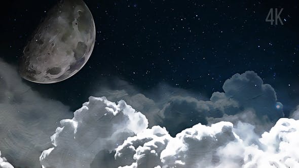 Moon and Clouds Painting - Videohive Download 23525119