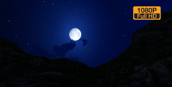 Moon Night Sky and Time lapse Mountain Clouds - Download 19285607 Videohive