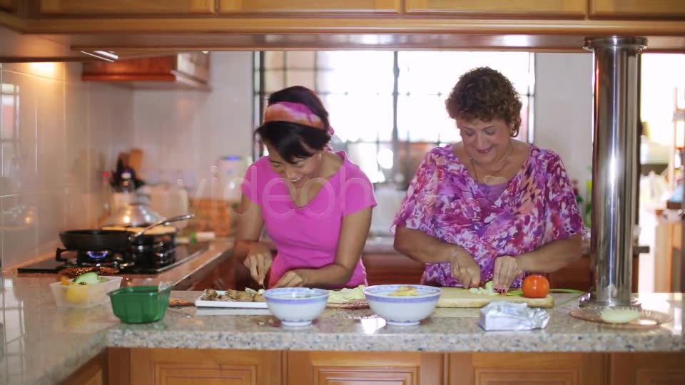 Mother Daughter Preparing Meal Together  Videohive 3328132 Stock Footage Image 2