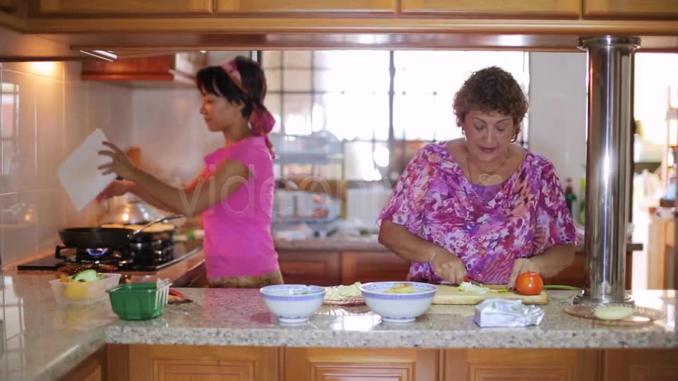 Mother Daughter Preparing Meal Together  Videohive 3328132 Stock Footage Image 9