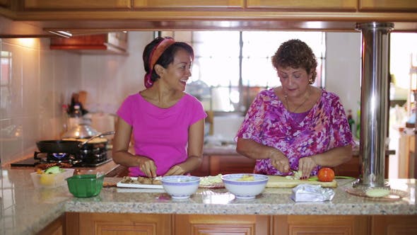 Mother Daughter Preparing Meal Together  - 3328132 Videohive Download