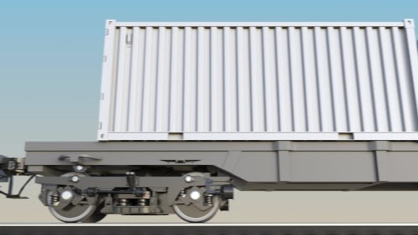 Moving Cargo Train and Blank White Containers - Download 19634080 Videohive