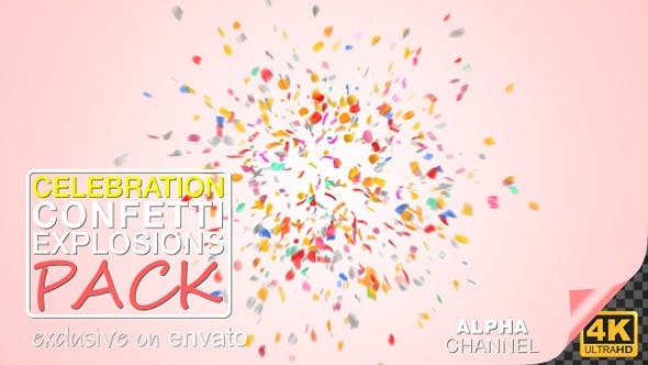Multi Colored Confetti Explosions With Alpha Channel - Videohive 24130726 Download