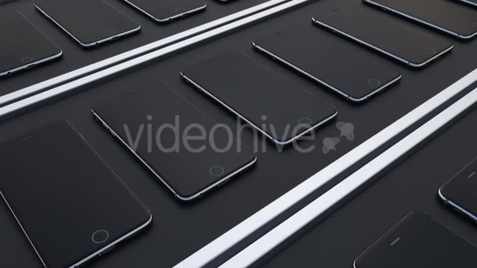 Multiple Smartphones Moving on the Conveyor Belts Videohive 19711309 Motion Graphics Image 1