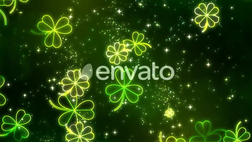Neon Clover Leaves Falling Background Videohive 21587737 Motion Graphics Image 1