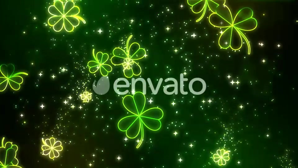 Neon Clover Leaves Falling Background Videohive 21587737 Motion Graphics Image 5